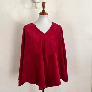 Vintage Suede Suede Leather Panel Swing Cape One Size Cranberry